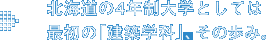 北海道の4年制大学としては、
最初の「建築学科」。