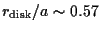 $r_{\rm disk}/a \sim 0.57$