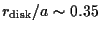 $r_{\rm disk}/a \sim 0.35$